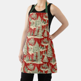 Retro Vintage Kerst Landschap Schort