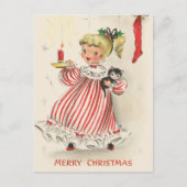 retro vintage kerst meisje feestdagenkaart (Voorkant)