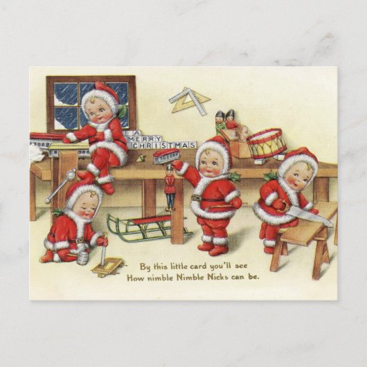 Retro Vintage Kerst NicksVakantie briefkaart (Voorkant)