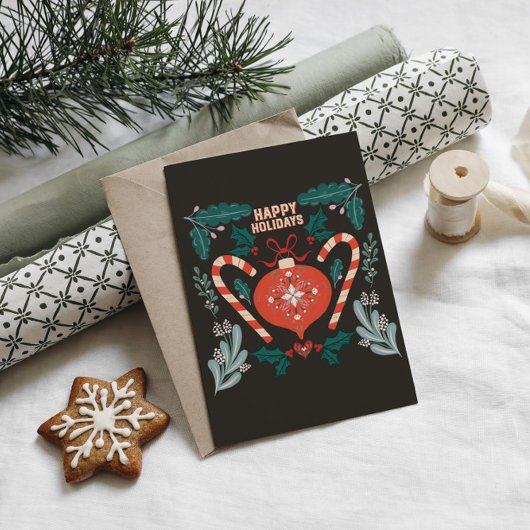 Retro vintage kerst ornament feestdagenkaart