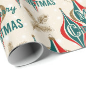 Retro Vintage Kerst Ornament Jubilee Cadeaupapier (Rol Hoek)