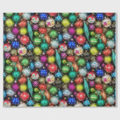 Retro Vintage Kerst Ornament Jumble Cadeaupapier (Vlak)