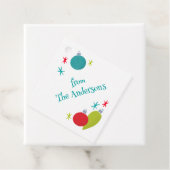 Retro Vintage Kerst Ornamenten Gepersonaliseerd Bedankjes Labels (In situ)