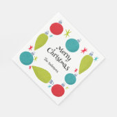 Retro Vintage Kerst Ornamenten Gepersonaliseerd Servet (Hoek)