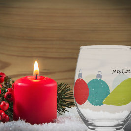 Retro Vintage Kerst Ornamenten Gepersonaliseerd Wijnglas Zonder Voet
