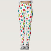 Retro Vintage Kerst Ornamenten Patroon Leggings (Voorkant)
