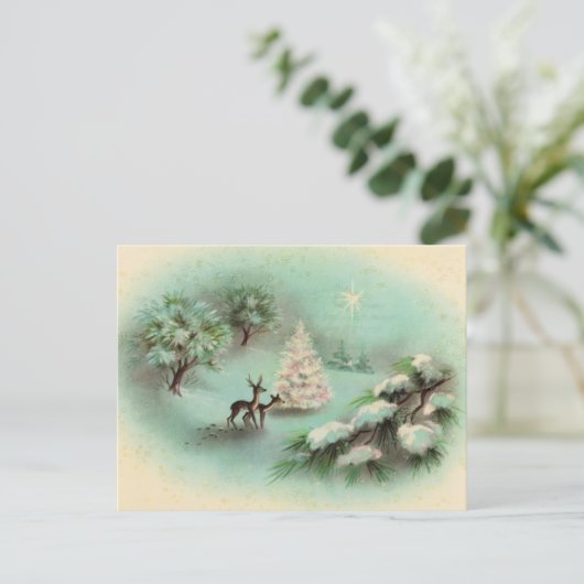 retro vintage kerst render briefkaart (Staand voorkant)