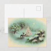 retro vintage kerst render briefkaart (Voorkant / Achterkant)
