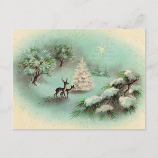retro vintage kerst render briefkaart (Voorkant)