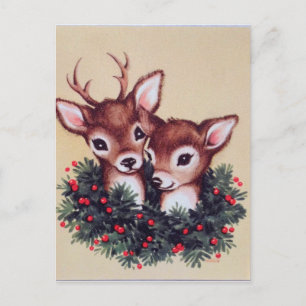 retro vintage kerst render feestdagenkaart