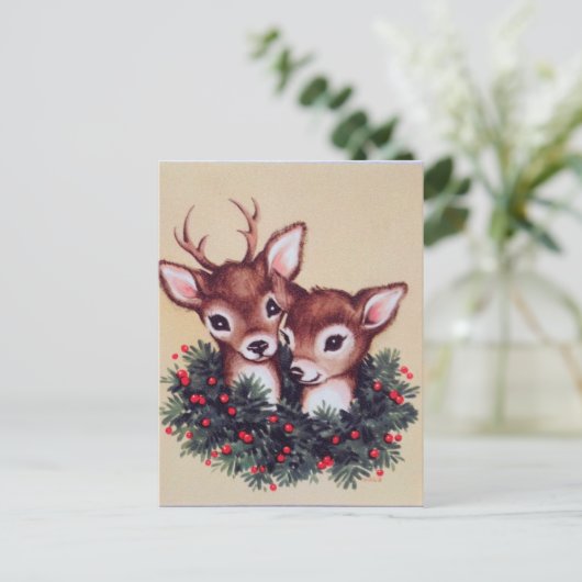 retro vintage kerst render feestdagenkaart (Staand voorkant)