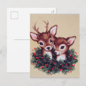 retro vintage kerst render feestdagenkaart (Voorkant / Achterkant)