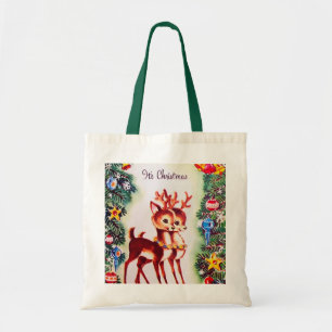 Retro vintage kerst render Holiday Tote Bag