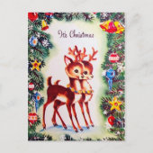 Retro vintage kerst rendier briefkaart (Voorkant)