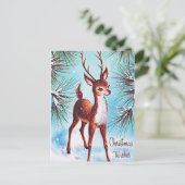 Retro vintage kerst rendier briefkaart (Staand voorkant)