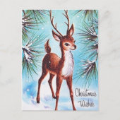 Retro vintage kerst rendier briefkaart (Voorkant)