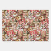 Retro Vintage Kerst: Roze Collage Inpakpapier Vel (Voorkant)