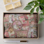 Retro Vintage Kerst: Roze Collage Tissuepapier (Geschenk)