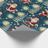 Retro Vintage Kerst: Santa's Sterrennacht Cadeaupapier (Hoek)