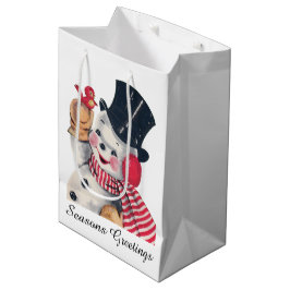 retro vintage kerst sneeuwpop bericht toevoegen medium cadeauzakje