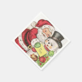 Retro vintage kerst sneeuwpop Santa Holiday Servet (Hoek)