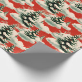 Retro Vintage Kerst: Snowy Pine Trees Cadeaupapier (Hoek)