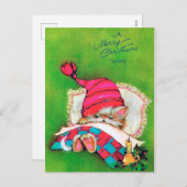 Retro vintage kerst vakantie cat briefkaart (Voorkant / Achterkant)