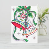 Retro vintage kerst vakantie klokken kaart (Staand voorkant)