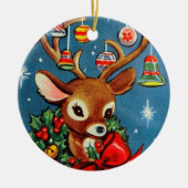 retro vintage kerstaherder Holiday Keramisch Ornament (Voorkant)