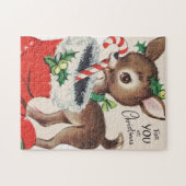 retro vintage kerstaherder Holiday Legpuzzel (Horizontaal)