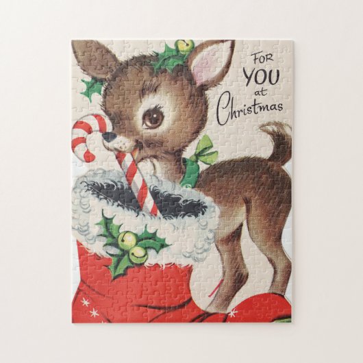 retro vintage kerstaherder Holiday Legpuzzel (Verticaal)