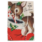 retro vintage kerstaherder Holiday Medium Cadeauzakje (Achterkant)