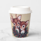 retro vintage kerstaherder Holiday  Papieren Bekers (Voorkant)