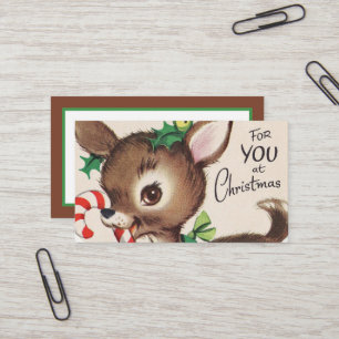 retro vintage kerstaherder Holiday  Visitekaartje