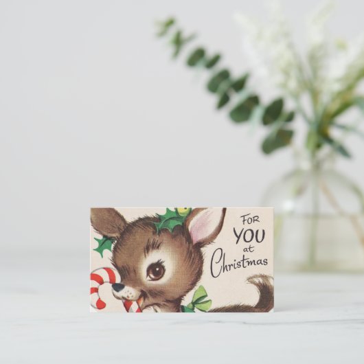 retro vintage kerstaherder Holiday  Visitekaartje (Staand voorkant)