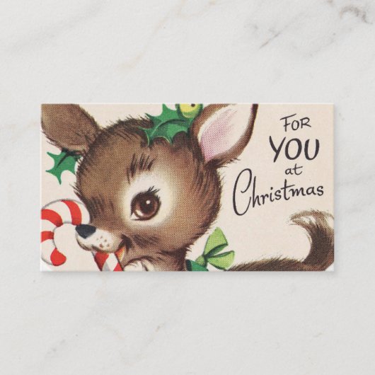 retro vintage kerstaherder Holiday  Visitekaartje (Voorkant)