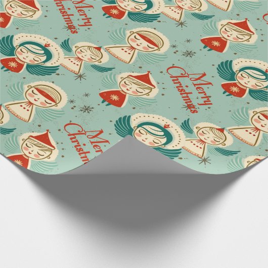 Retro Vintage KerstAngels Cadeaupapier (Hoek)