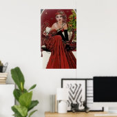 Retro vintage kerstart deco lady poster (Thuiskantoor)