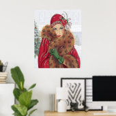 Retro vintage kerstart deco lady poster (Thuiskantoor)