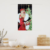 Retro vintage kerstart deco lady poster (Keuken)