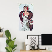 Retro vintage kerstart deco lady poster (Thuiskantoor)