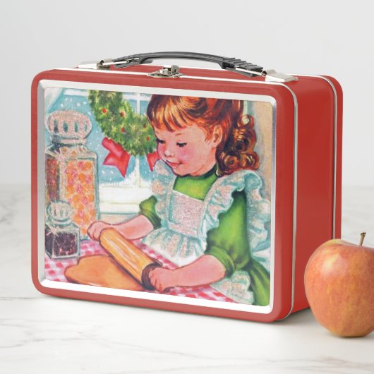 Retro vintage kerstbakmeisje (In situ)