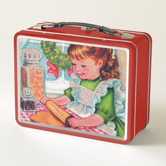 Retro vintage kerstbakmeisje (Achterkant)