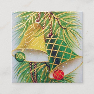 Retro vintage kerstbellen vierkante visitekaartje