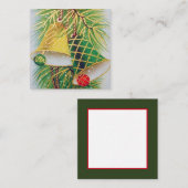 Retro vintage kerstbellen vierkante visitekaartje (Voorkant / Achterkant)