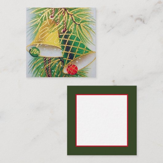 Retro vintage kerstbellen vierkante visitekaartje (Voorkant / Achterkant)