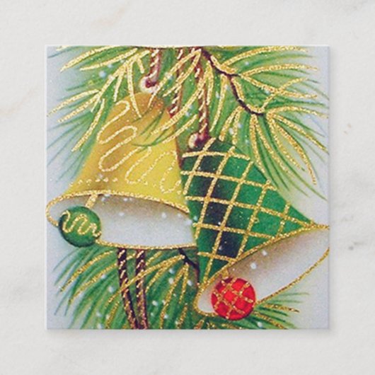 Retro vintage kerstbellen vierkante visitekaartje (Voorkant)
