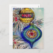 Retro vintage kerstbollen briefkaarten (Voorkant / Achterkant)
