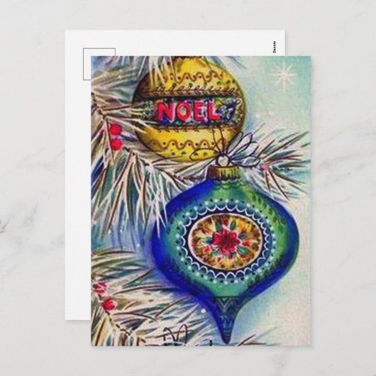 Retro vintage kerstbollen briefkaarten (Voorkant / Achterkant)