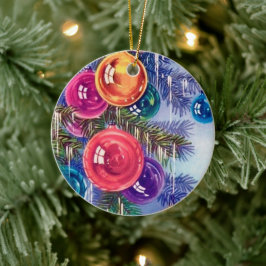 Retro vintage kerstbollen keramisch ornament